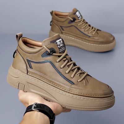 Hakiki Deri Erkek Her Maç Yeni Spor Ayakkabılar Açık Hava Erkek Günlük Ayakkabılar Klasik Erkek Orta Kesim Ayakkabılar Moda Erkek Kaykay Ayakkabıları