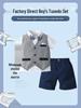 Completo Tre Pezzi Estivo da Ragazzo Stile Gentiluomo Britannico: Gilet, Pantaloncini e Maglietta