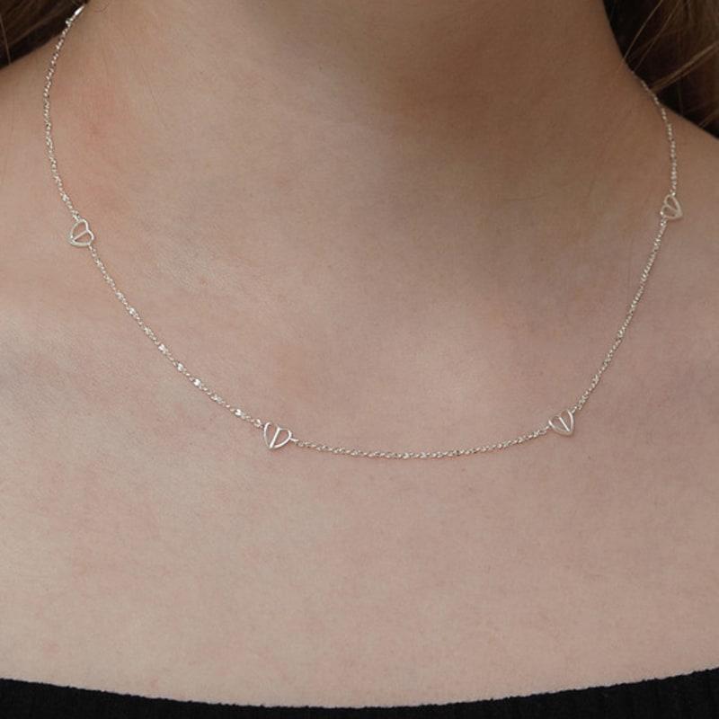 

TATIANA (925 Silver) Half-and-Half Heart Chain Necklace NZ2157 Gold Plated
