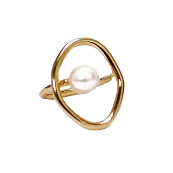 Fine Charming Creative Electroplating Faux Pearl Finger Ring Women