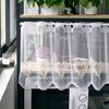 baizihuahu Lace Short Curtain, Half Windows French Style Hollow Gauze Sheer, Dustproof Curtain for Cabinets Bay