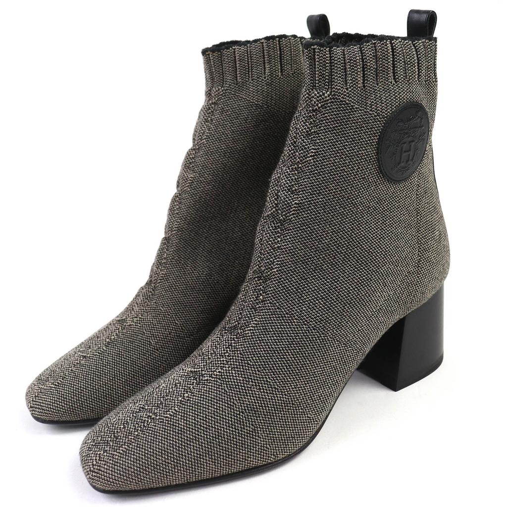 Pristine HERMES short boots Volver Knit technical fabric with leather 35.5 Used
