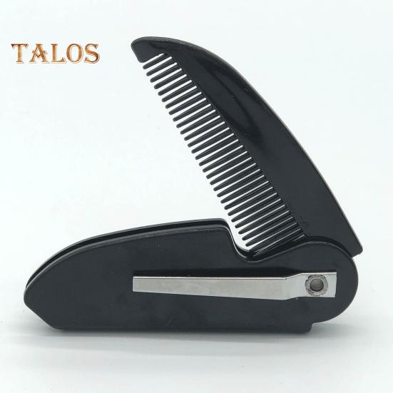 Zusammenklappbarer Schnurrbartkamm, tragbarer Bartkamm, feine Zähne, Taschenkamm aus Kunststoff, antistatisch, für unterwegs, Mini-Männer, Schnurrbart-Styling, Pflegekamm