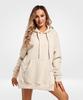 2024 Women's Solid Color Hooded Split Shoulder Sleeve Fleece Sweatshirt for Autumn and Winter