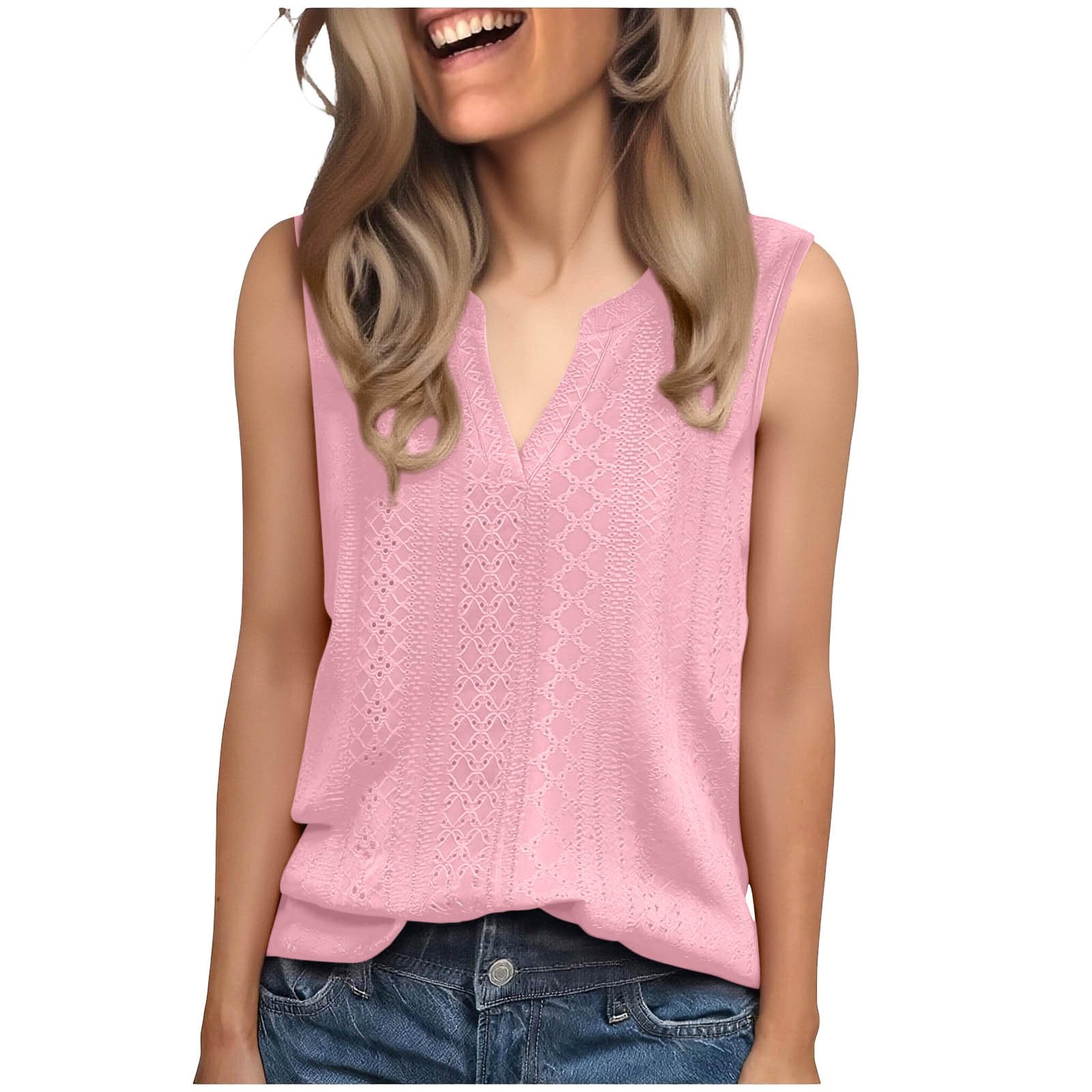 

Жіночий топ без рукавів, повсякденна зручна блузка S рожевий