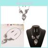 Vintage Flower Gem Necklace Set With Alloy Material For Women And Men Jewelry Collection