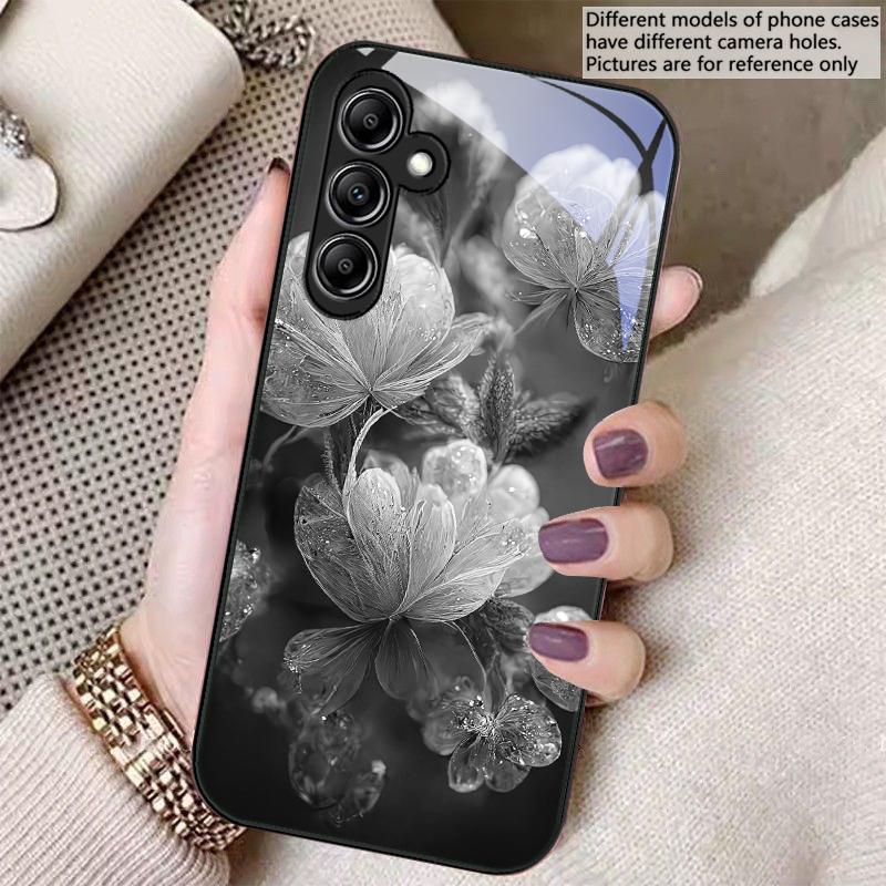 Pink Crystal Flower For Samsung A 20 30 22 23 24 25 26 31 32 33 34 35 42 50 51 52 53 54 55 56 70 71 72 73 5G glass phone case