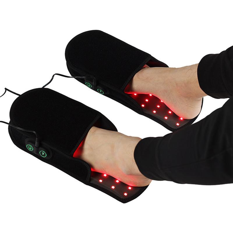 Black 90pcs LEDs Red Light Therapy Devices Near Infrared LED Pad 880 NM Foot Pain Relief Slipper for Feet Toes Instep 32x13.5cm