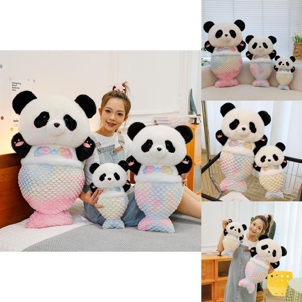 Adorable Panda Mermaid Plush Toy With Soft Short Plush Material For Kids 40cm 60cm 80cm