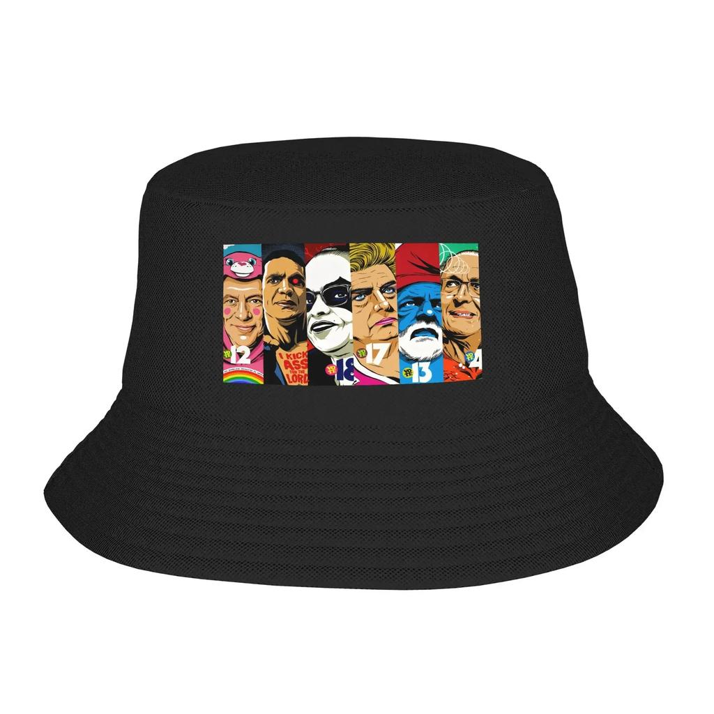 Black Characters Design Bucket Hat Summer FisherUnisex Hat Outdoor Sun Protection Fishing Hunting Cap Unisex Ladies Sun Hat