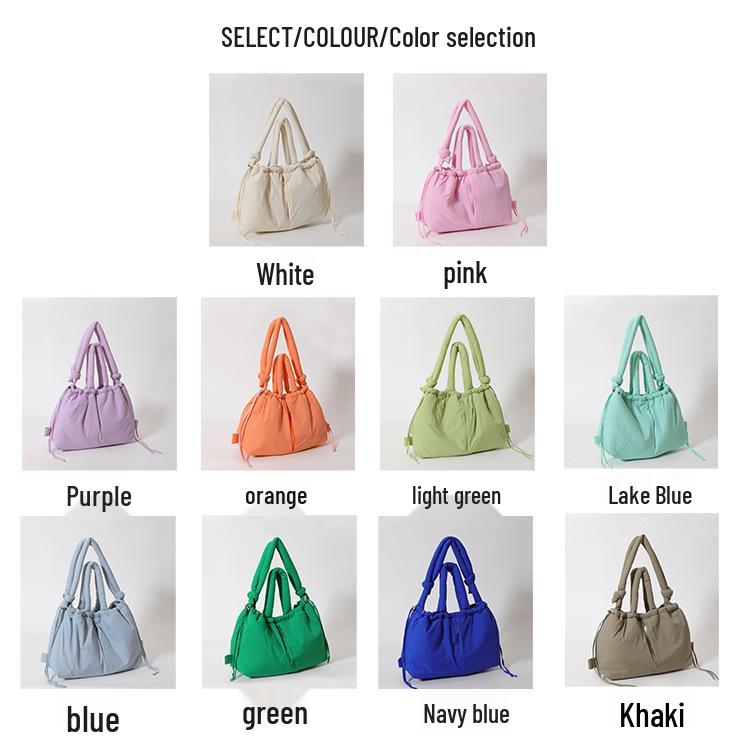Women's Puffy Drawstring Shoulder Bag: Large Capacity Down-Filled Nylon Crossbody Cloud Bag