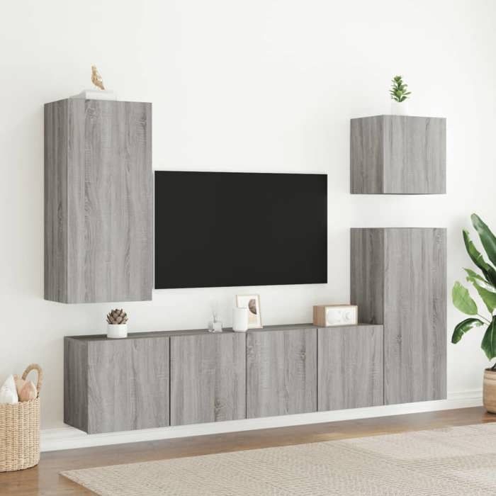 VidaXL Wall-mounted TV Cabinets 2 Pcs Sonoma Grey 80x30x41 Cm 836963