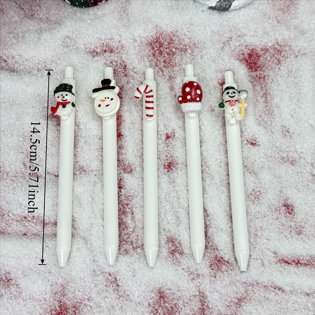 10Pcs White Cartoon Christmas Quick-drying Ink Ballpoint Pen Stationery for Christmas Gifts Holiday Gift Novelty Stationery Teacher Party Favors Back