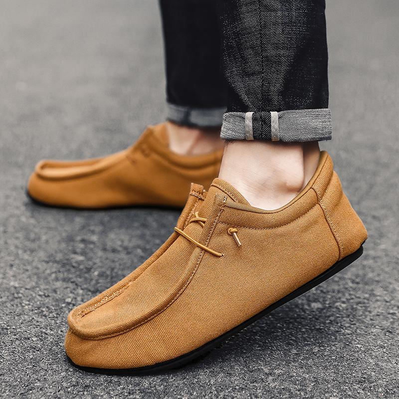 YRZL Men's Canvas Shoes Breathable Casual Walking Shoe Indoor Thin Bottom Home Bedroom Mens Slippers Comfortable Loafers for Men
