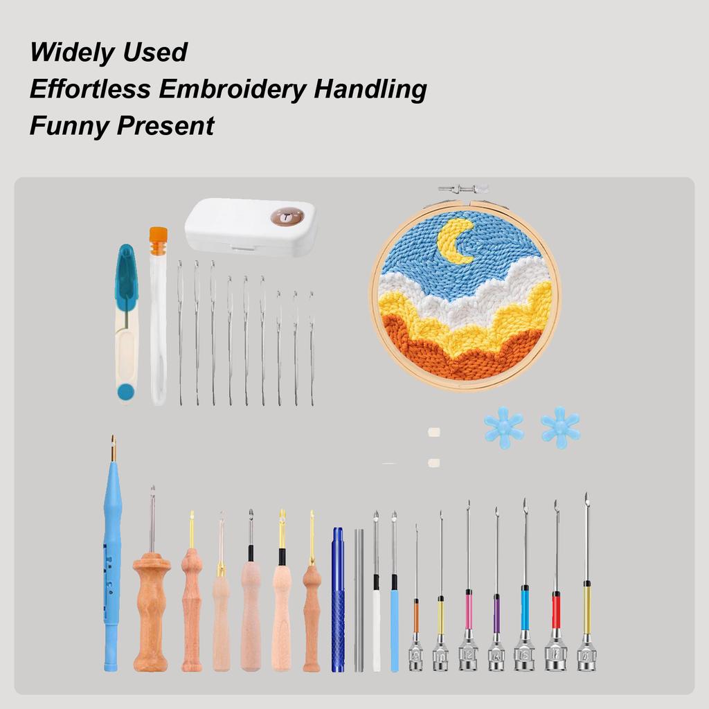 Punch Needle Kit For Beginners Complete Set For Needle Punching Comfortable To Grip Handmade Craft Punching Needling Tool For