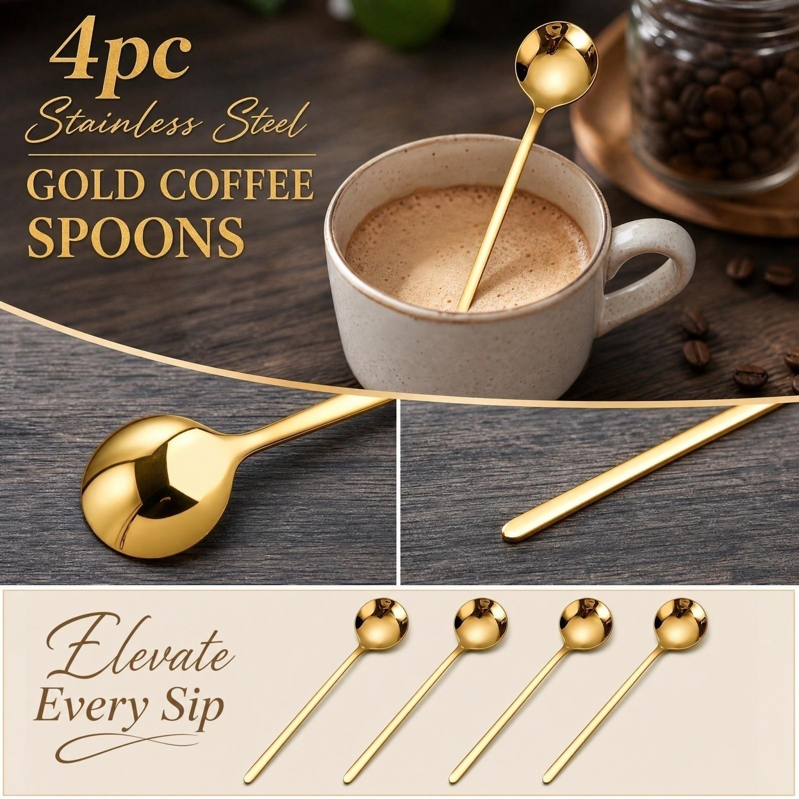 Stainless Gold Coffee for Stirring and Serving One Size