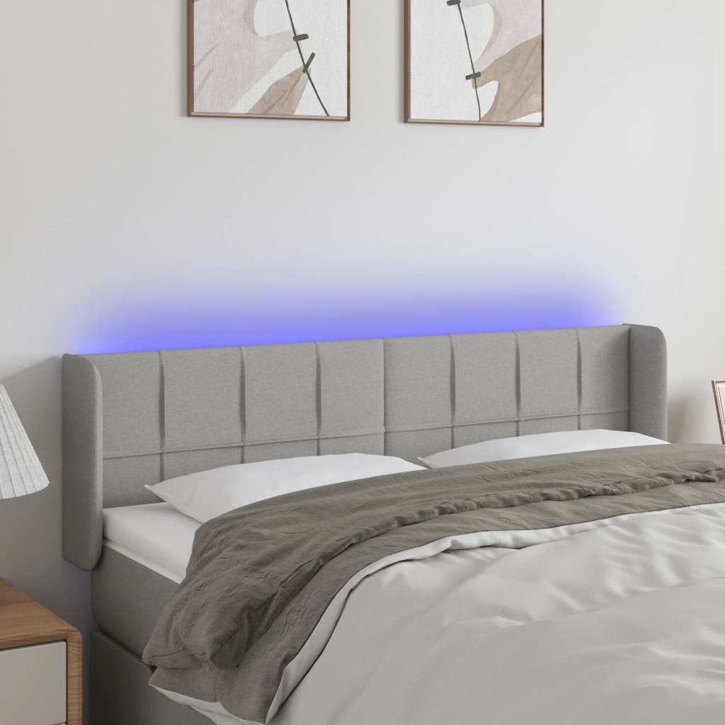 Vidaxl Zagłówek Do Łóżka Z Led, Jasnoszary, 147X16X78/88 Cm, Tkanina