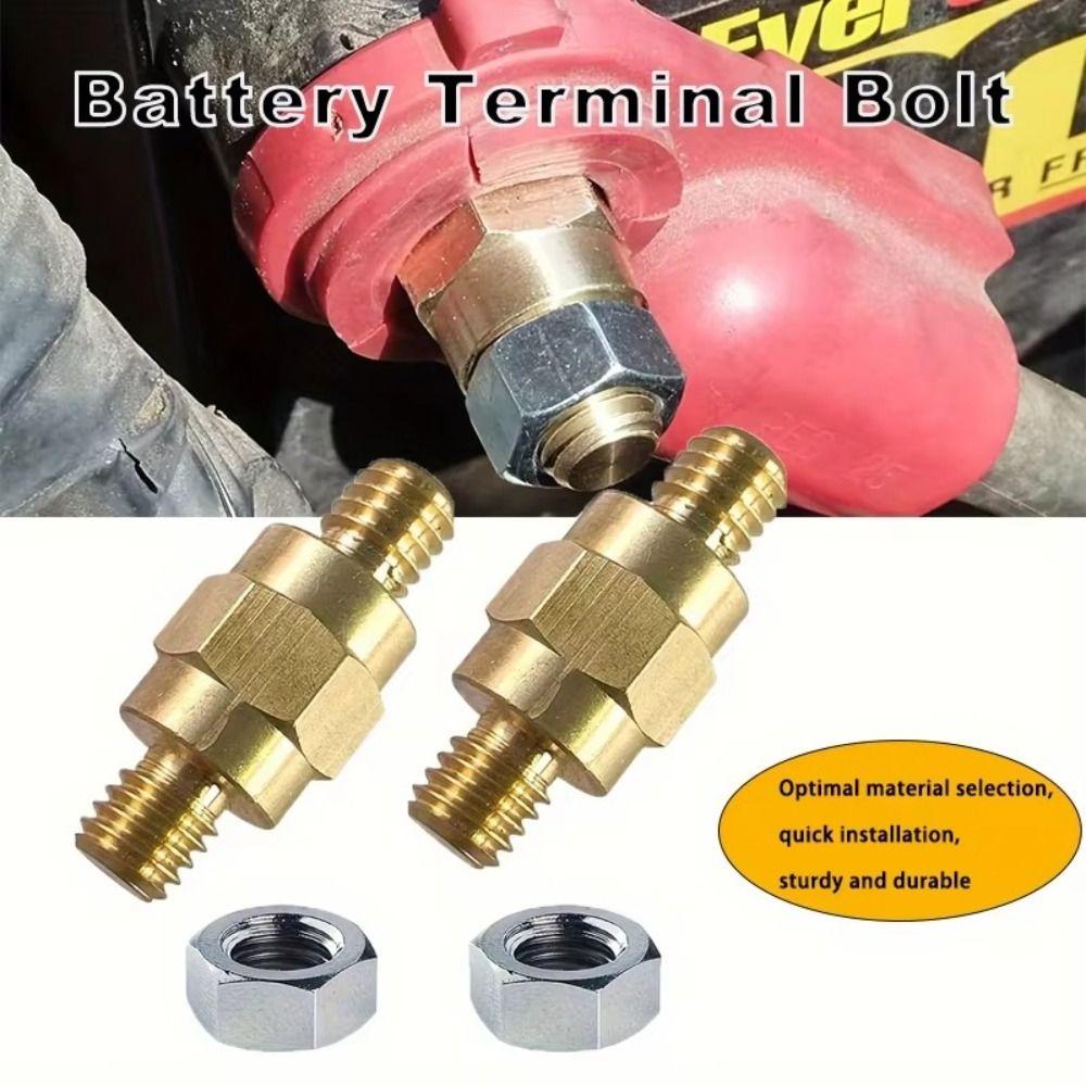 Brass Car Battery Connectors 3/8"-16 Threaded Battery Post Adapter Battery Replacement
