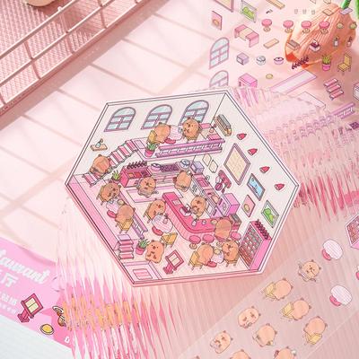 1Set Cartoon Capybara Simulation Cabin Stickers Cute Diy Landscaping Stickers Creative Hand Account Decoration Stickers Gifts