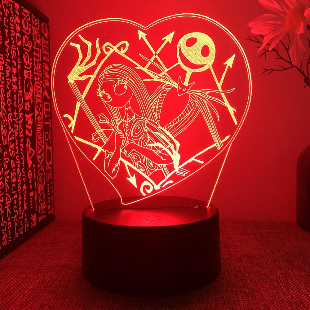 Hottoys Dropshipping  Halloween Christmas 3D Acrylic Night Light 7 Ribbon Remote Control Usb Sleep Light Christmas Gift