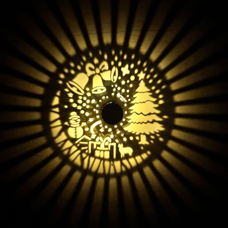 Solar Outdoor Wall Light Santa Claus Projection Lamp Christmas Iron Art Garden Decorative Wall Lamp For Yard Courtyard Xmas Gift