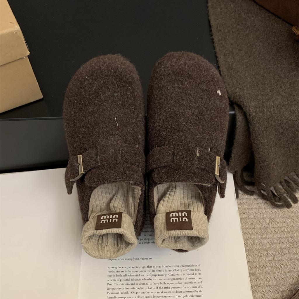 Boken Shoes Women's Thick Soled Warm Cotton Shoes Winter New Fur Shoes Women's Outerwear Woolen Single Shoes