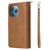 Apple iPhone 13/12 Mini Leather Case: Nine-Card Zipper Style for 14 Pro Max