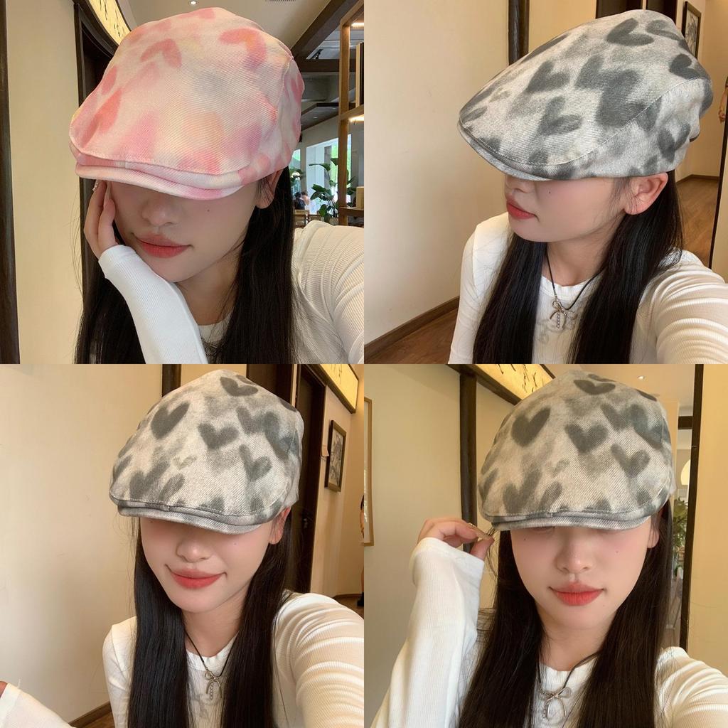 Trendy Korean Style Tie-dye Heart Artistic Bucket Hat For Women Adjustable Sun Protection