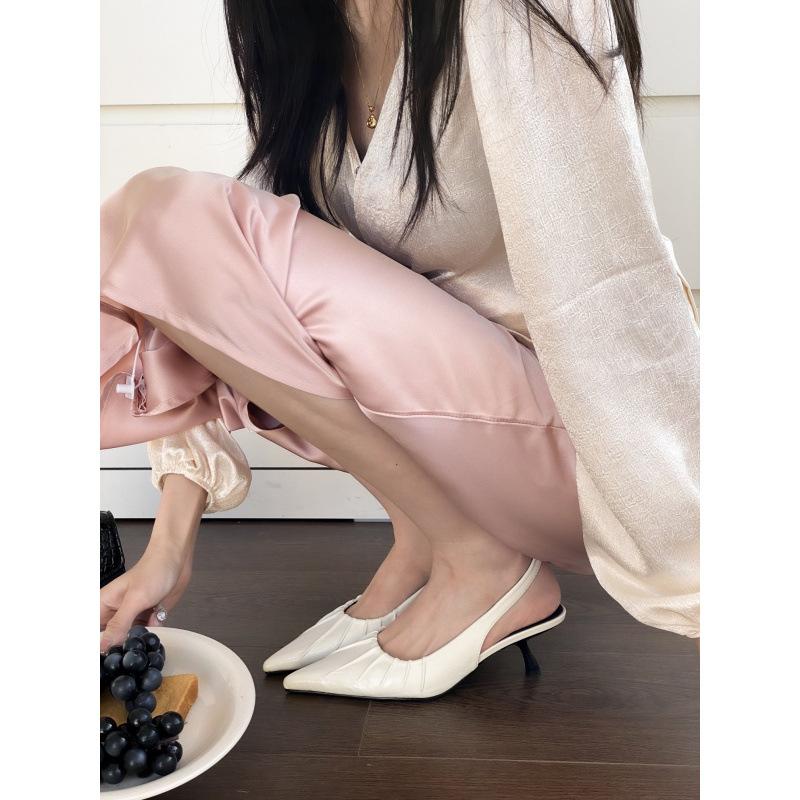 Fashion Versatile French Kitten Heel Pointed Heel Baotou Sandals Single Shoes
