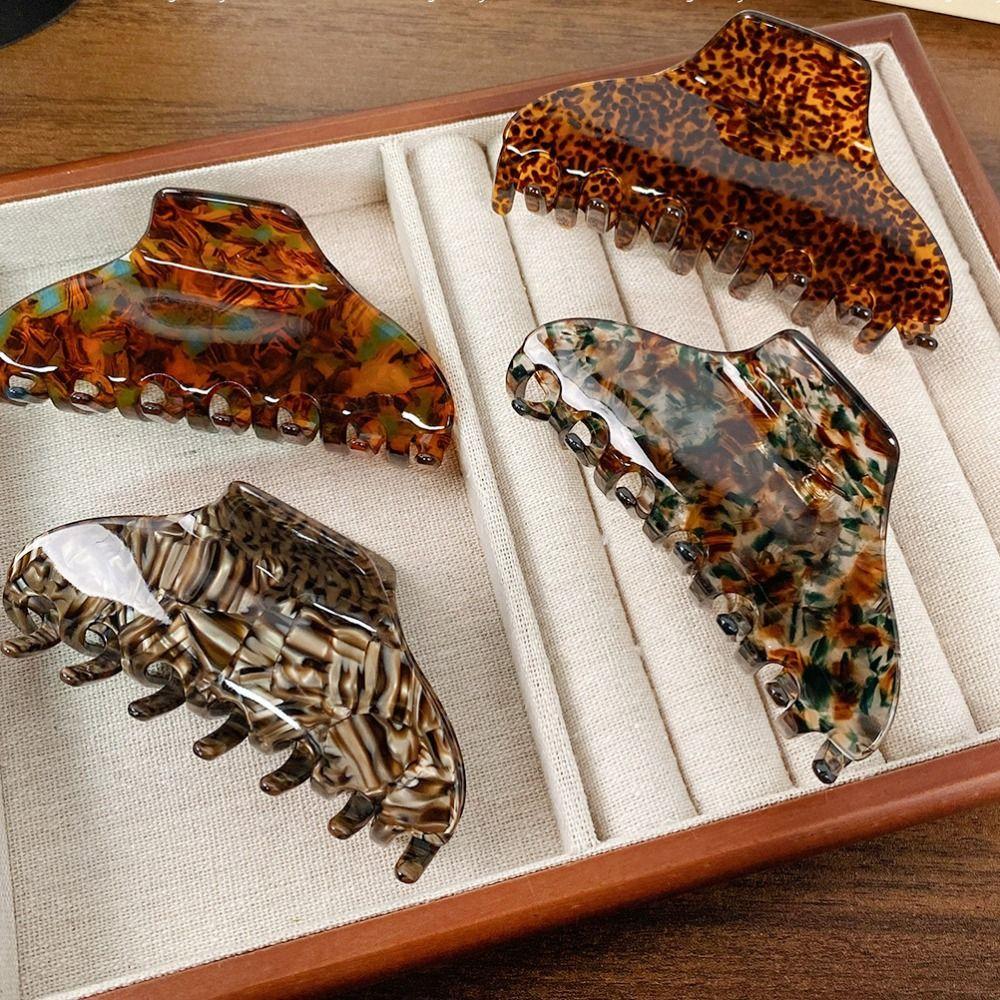 Solid Color Fresh Acetate Hair Claw Leopard Printing Tortoiseshell Hair Claw  Travel
