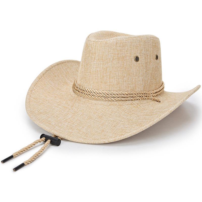 1 STK Retro Leinen Sonnenschutz Kappe Britischer Stil Western Cowboy Einfarbig Herren Atmungsaktiv