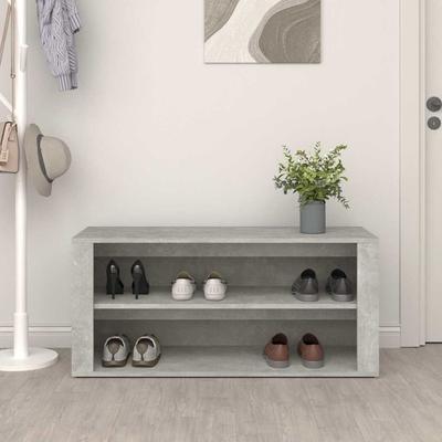 Shoe Rack Concrete Grey 100 X 35 X 45 Cm Wood Based Material