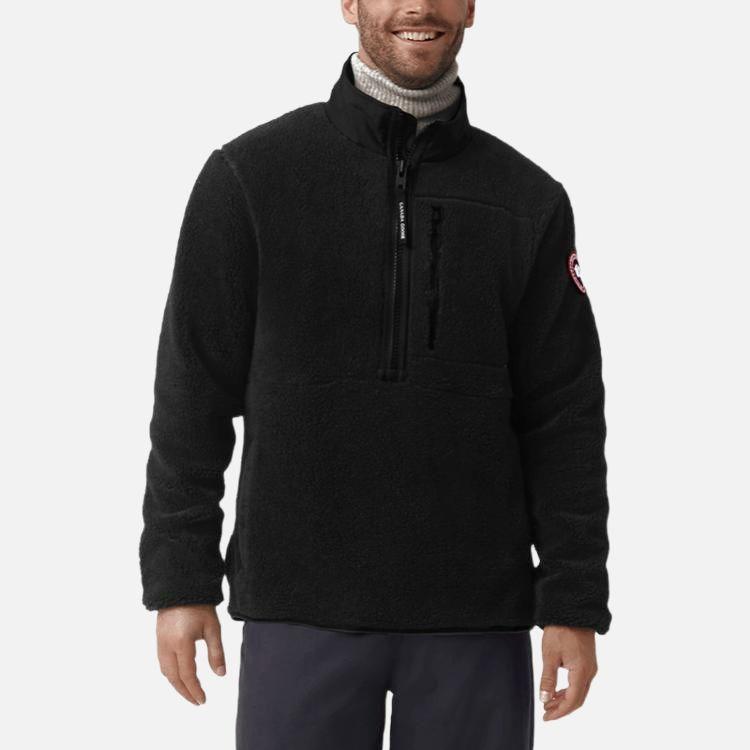 Canada Goose Solid Color Stand Collar Pullover Jacket Men Jackets Black 7053M-61