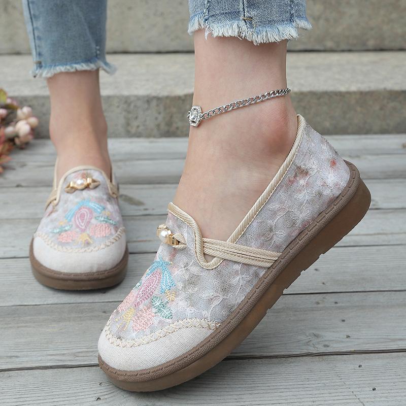 Batik Embroidered Women's Shoes, Soft-soled Anti-slip Summer Sandals, Women's Casual Shoes, Walking Shoes