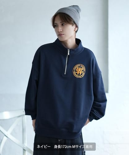 [IMPROVES] [SIDEWAYSTANCE] Thick Embroidered Circle Logo Fleece Half-Zip Sweatshirt