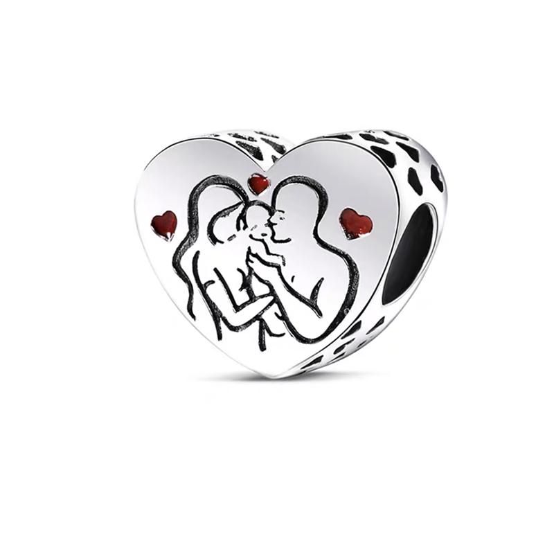 Diy Women Jewelry Gifts Sparkling Hearts Series Charms Leveled Hearts Openwork Mom&Heart Beads Fit Original Bracelet Accessories