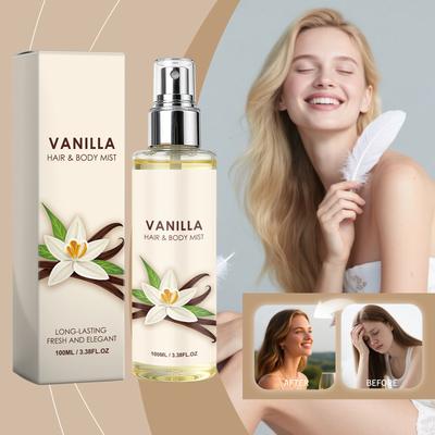 Vanilla Hair and Body Mist Long Lasting Fresh Scent 100ml Light Fragrance Spray for Hair and Skin Suitable for Daily Use