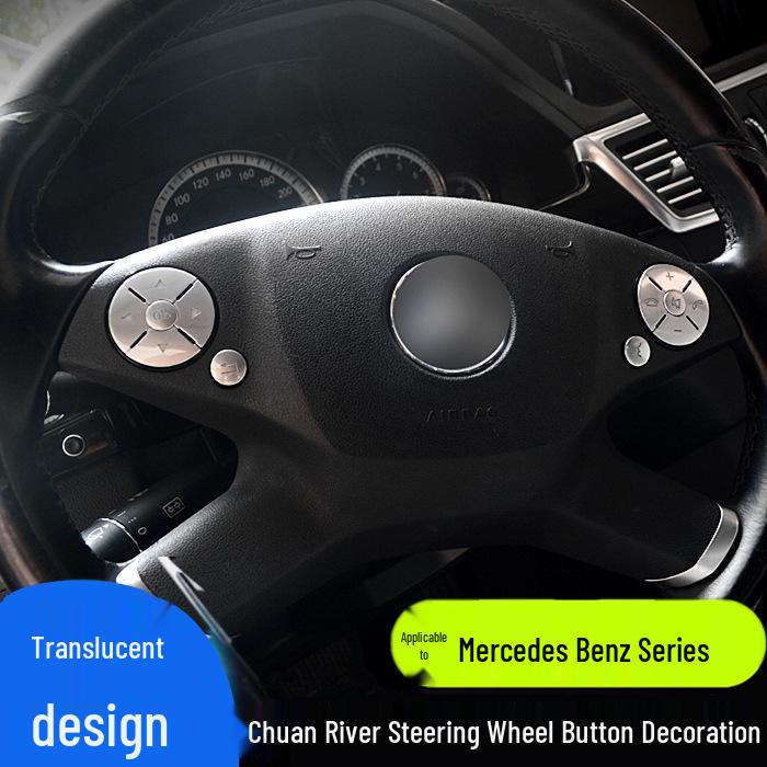 Mercedes C-Class/E-Class Steering Wheel Button Stickers for Interior Modification (W204/C200/E300).