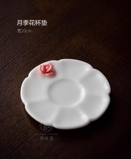 Sheep Fat Jade Porcelain Pinch Flower Cup High-grade Single Cup White Porcelain Coaster Ladies Master Cup Girls Ceramic Tea Set