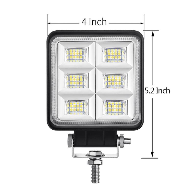 12-24V 48W 4-Inch Square White LED Work Light Pods Flood Spot Lamp 6000K Universal for Car Off Road Truck SUV Van