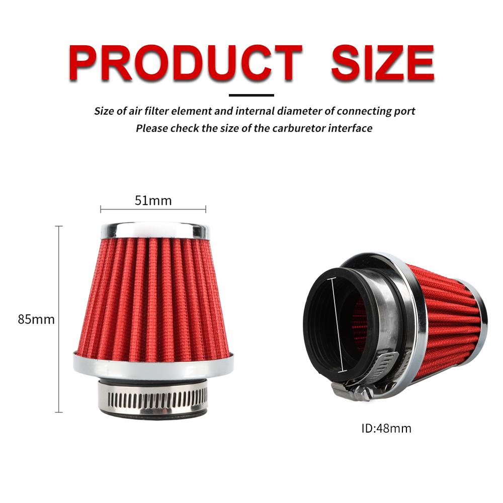 NIBBI High Flow CNC Air Filter 48mm Aluminum Curve Pipe Intake Manifold Kit for Honda Yamaha GY6 Scooter Engine Carburetor Inter