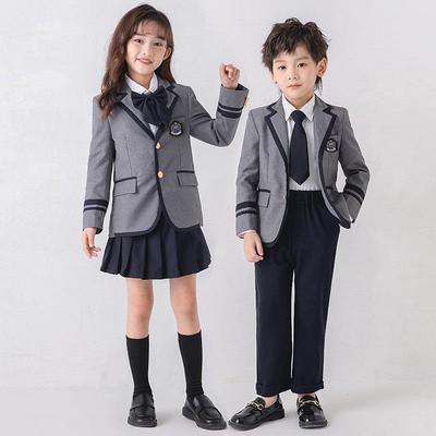 British Style Children's Kindergarten Uniform Set for Spring and Autumn - Academy Class Suit for Choral Performances