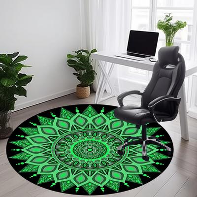 1PC Mandala Pattern Office Round Rug, Non Slip, Soft and Durable Office Rug for Interior Decoration, Perfect for Office