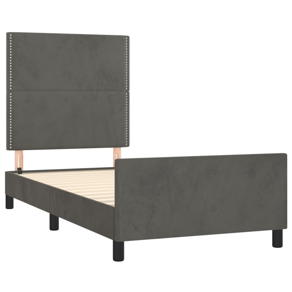 Bed Frame without Mattress Dark Grey 100 x 200 cm Velvet
