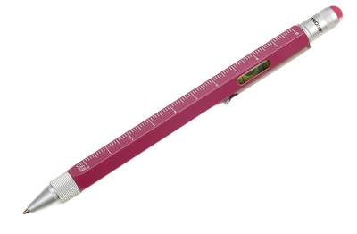 TROIKA Kugelschreiber mit Zentimeter- und Zoll-Orchideenblumen-Multifunktionslineal, Wasserwaage, Mehrfachstift, Konstruktion,