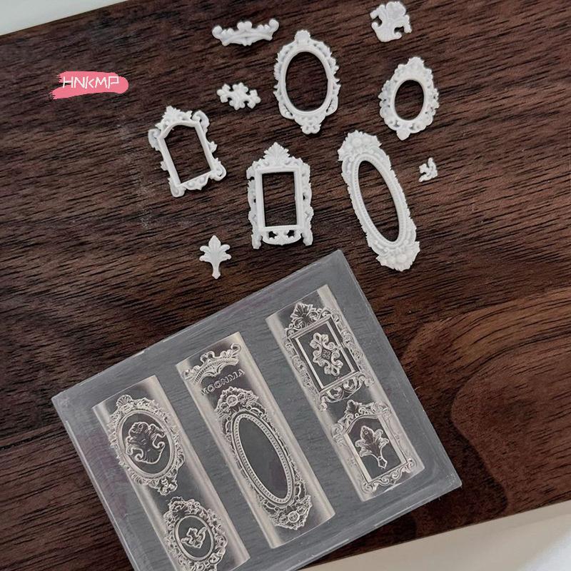 European Retro Photo Frame Silicone Nail Mold for DIY Nail Art Stamping Stereoscopic Manicure Design Tool for Nail Salons