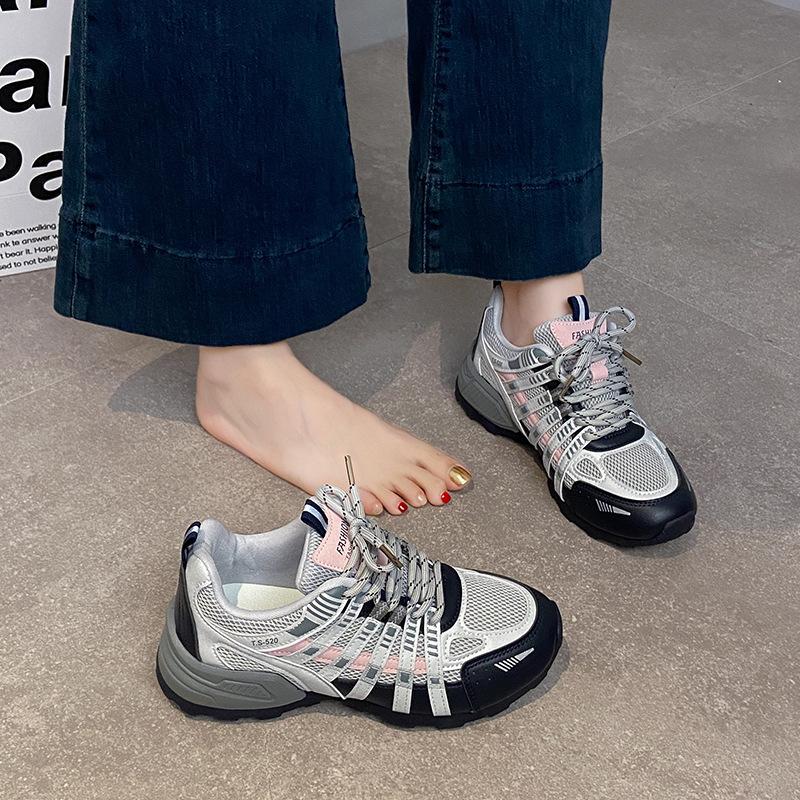 Advanced Sense of Color Matching Heightened Dad Shoes Women's 2025 Summer New Mesh Breathable Lightweight Versatile Sports and Leisure Shoes