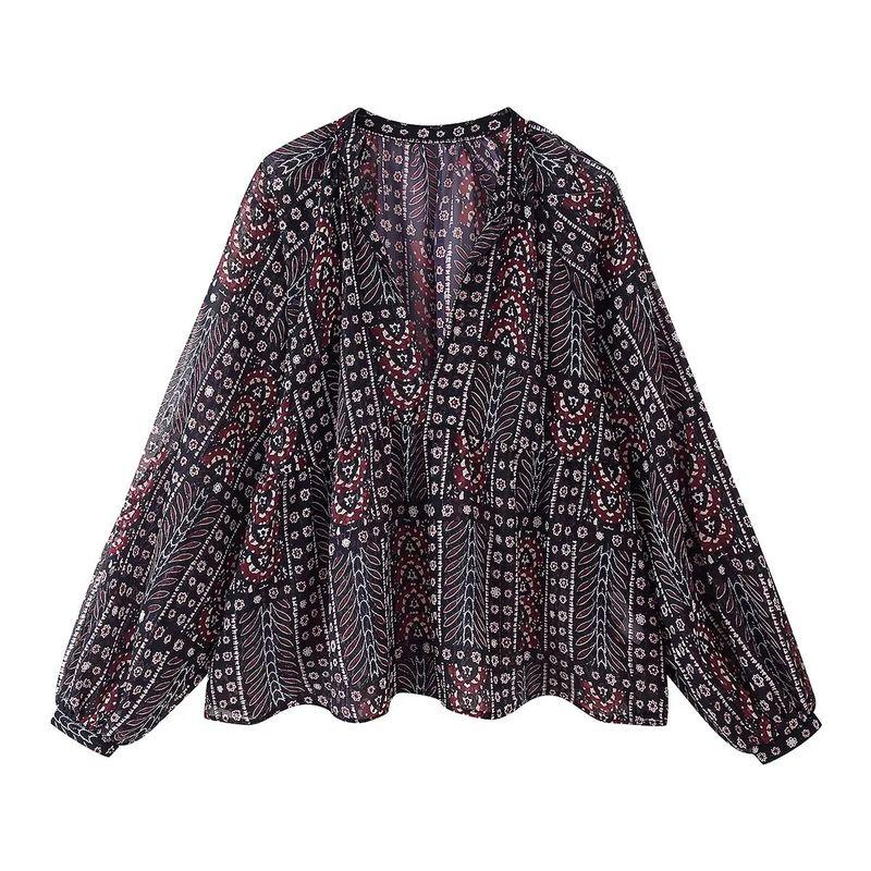 

Kaslead New Arrival Women s Fashion Style Metal Color Line Fashion Print Cover Long Sleeves Shirt 5770024 Color L