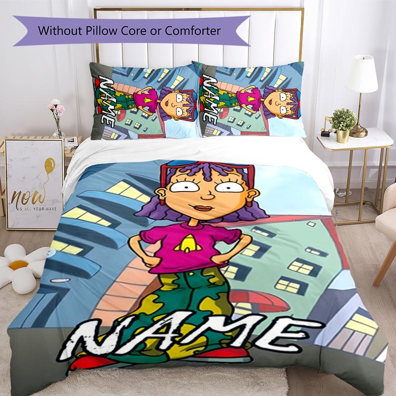 3pcs Custom Name Cartoon Hey Arnold Bedding Set Duvet Cover Closure Includes 1 Duvet Cover & 2 Pillowcases for All Seasons Bedroom Decor