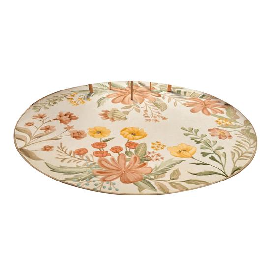 

Round Floor Mat Plant Flowers Pattern Non-Slip Rubber Backing Machine Washable Decorative Rug Living Room Bedroom Kitchen Door Mat 40cm